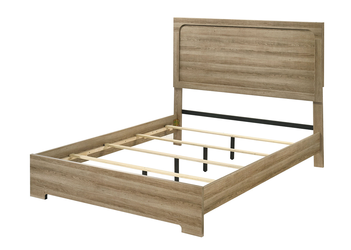 Cadden Contemporary Bed & Bedroom Set with Honey Bronze Curved Pulls - Queen Bed Only