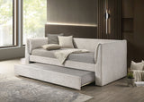 Upney Fully Upholstered Twin Daybed with Trundle - Pearl White