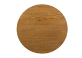 Olgod Round Pedestal Coffee & End Table - Cross Cutout Base in Oak or Walnut