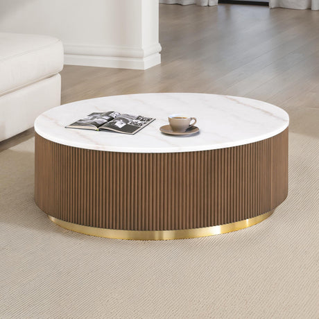 Virden Genuine Marble Cocktail & End Tables - Round Cocktail Table