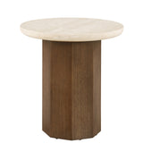 Florian Organic-Shape Travertine Coffee & End Table - End Table