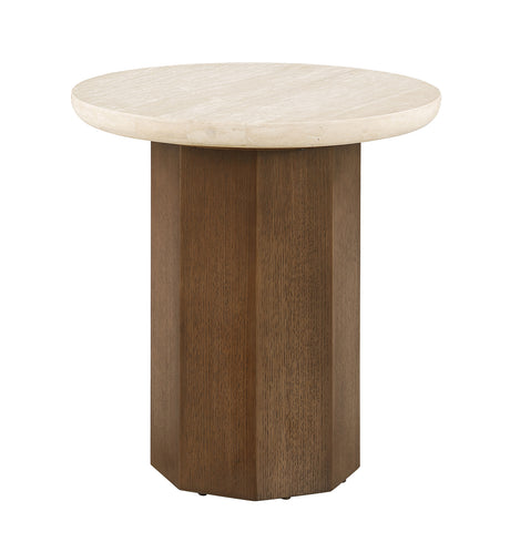 Florian Organic-Shape Travertine Coffee & End Table - End Table