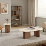 Florian Organic-Shape Travertine Coffee & End Table – view 7