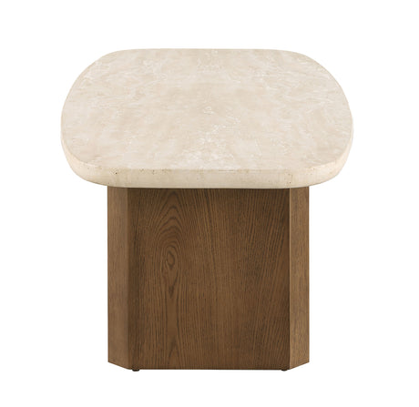 Florian Organic-Shape Travertine Coffee & End Table – view 4