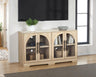 Halstead Rustic 55" Console Cabinet with Tempered Glass & Adjustable Shelves - Natural