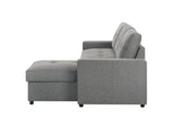 Giorgi Linen-Look Sectional with Pull-Out & Storage Chaise - Floating Legs, Contemporary