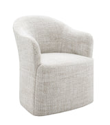 Sema Contemporary Barrel-Back Upholstered Dining Arm Chair with Casters – view 9