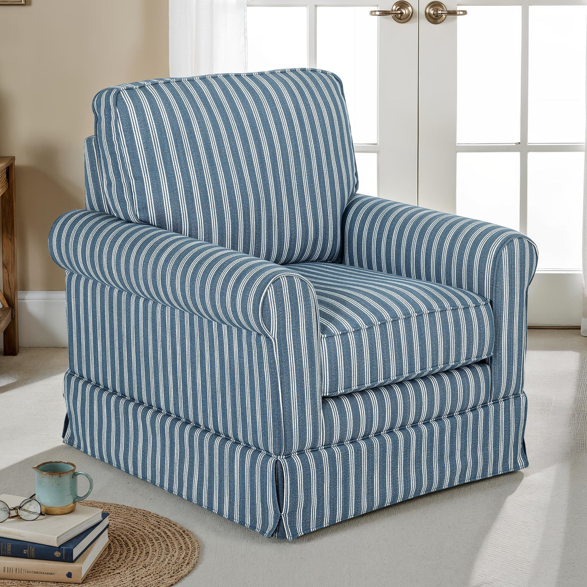 Peggy Skirted Swivel Accent Chair – view 3