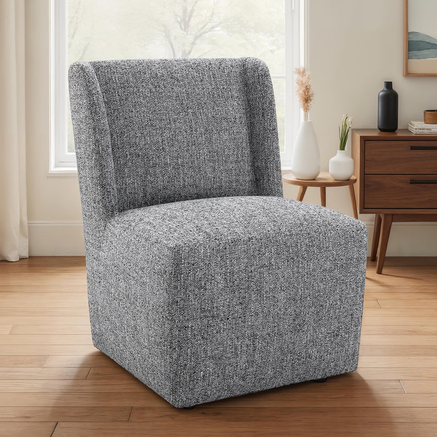 Fede Contemporary Wingback Upholstered Dining Chair with Casters - Four Colors