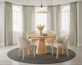 Tottenham Contemporary Dining Collection - Round Cone Pedestal, 84" Rectangular or 88" Oval Table & Upholstered Chairs in Black or Oak