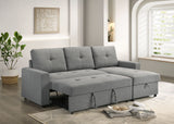 Giorgi Linen-Look Sectional with Pull-Out & Storage Chaise - Gray