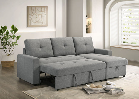 Giorgi Linen-Look Sectional with Pull-Out & Storage Chaise - Gray