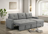 Giorgi Linen-Look Sectional with Pull-Out & Storage Chaise - Gray