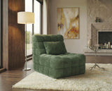 Kamili Biscuit-Tufted Vibrating Massage Lounge Chair - Green