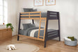 Kallen Contemporary Twin over Full Bunk Bed with Angled Ladder - Mauve/Oak