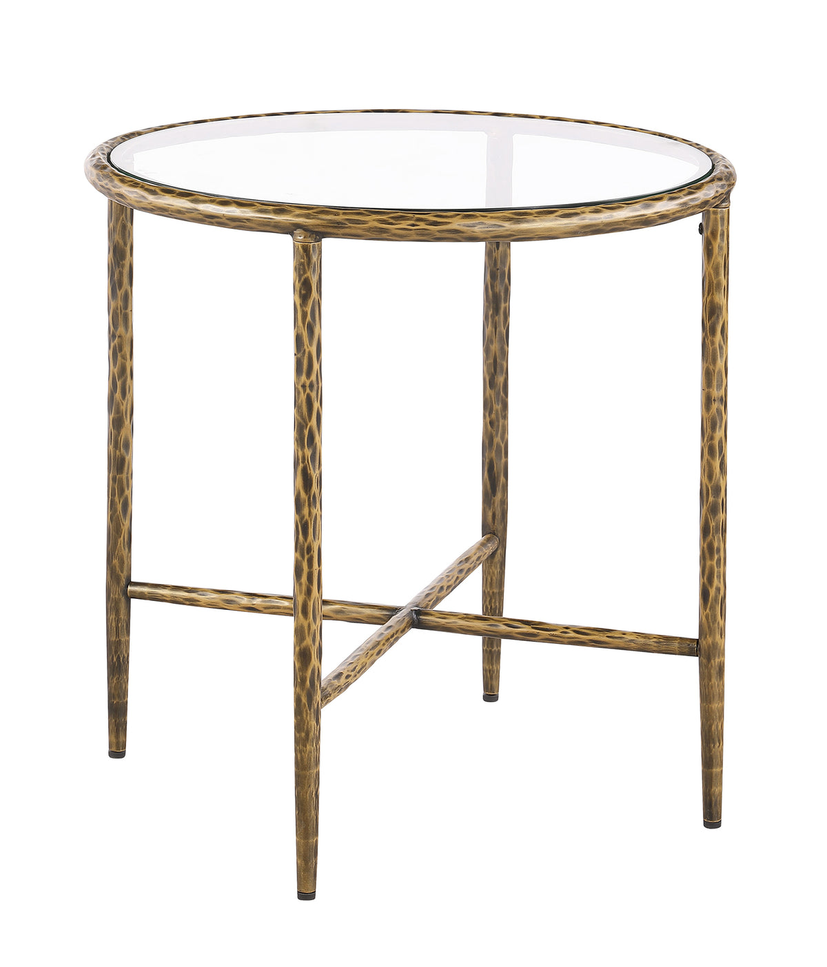 Talva Square Tempered Glass Coffee & End Table with Forged Steel Base - End Table