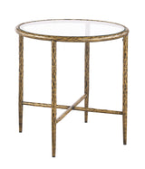 Talva Square Tempered Glass Coffee & End Table with Forged Steel Base - End Table