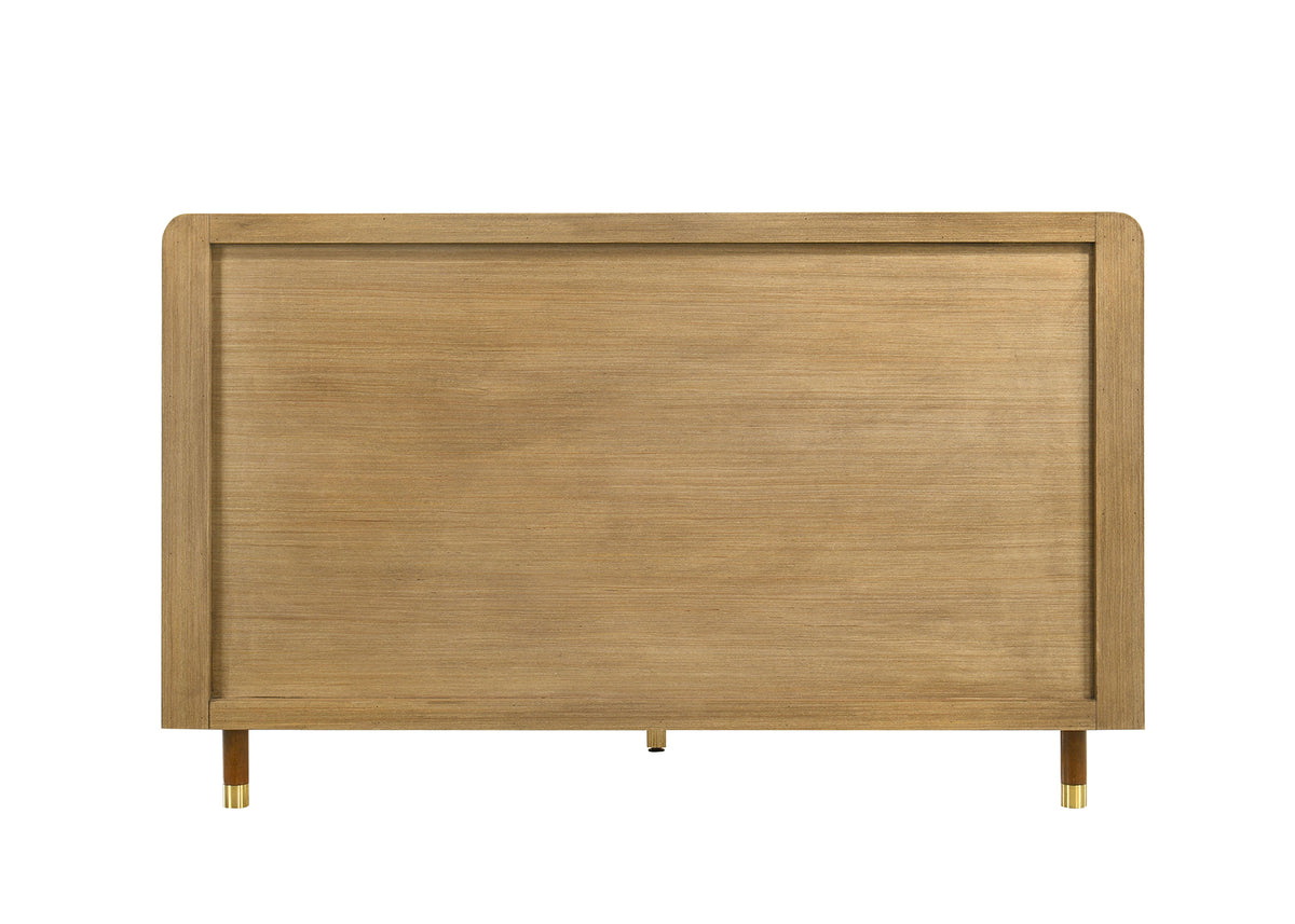 Romford Mid-Century Modern Twin & Full Bed & Youth Bedroom Set - Walnut with Gold Accents