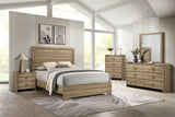 Cadden Contemporary Bed & Bedroom Set with Honey Bronze Curved Pulls - Dusty Oak