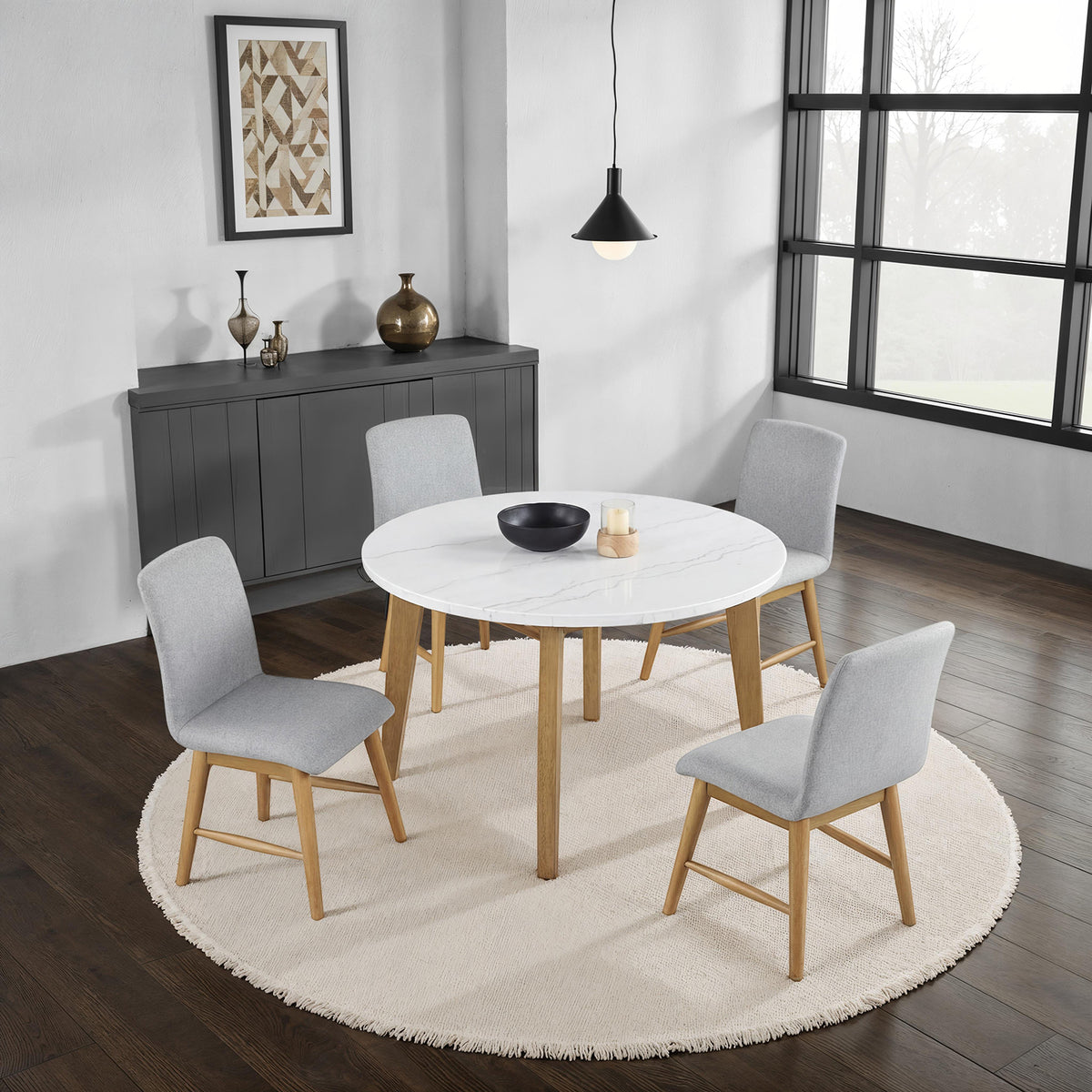 Mandier Genuine Marble Top Dining Collection - Round Table Only (48")