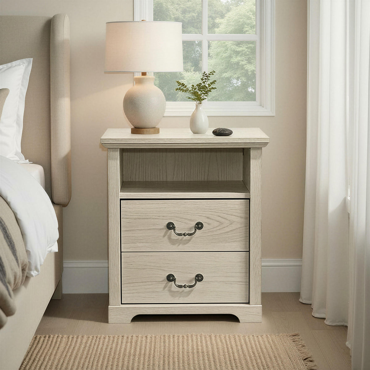 Amble Rustic Open-Shelf Nightstand - Single Nightstand