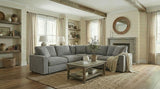 Crowle Transitional Sectional Sofa with Round Track Arms - Light Gray