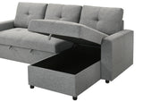 Giorgi Linen-Look Sectional with Pull-Out & Storage Chaise - Floating Legs, Contemporary