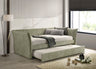 Yuri Contemporary Upholstered Twin Daybed with Trundle - Flared Arms in Beige, Gray, Light Green or Pink Fabric
