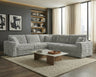 McKenna Modular L-Shaped Sectional with Faux Fur Contrast - Silver Gray