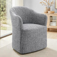 Sema Contemporary Barrel-Back Upholstered Dining Arm Chair with Casters - Pewter Gray