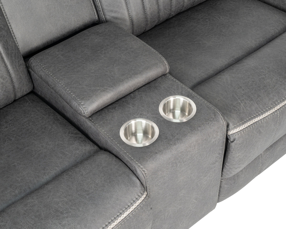 Arturus Transitional Power Reclining Sofa, Loveseat & Recliner - LED Lights & Storage Console