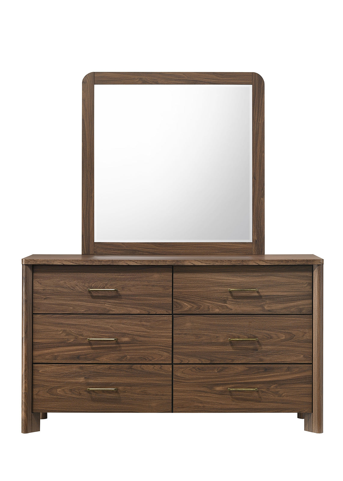 Hayward Mid-Century Modern Bedroom Collection - LED Channeled Headboard Bed, Dresser, Chest & USB Nightstand in Walnut