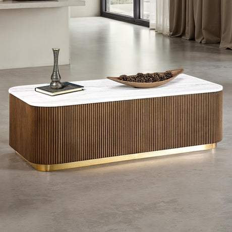 Virden Genuine Marble Cocktail & End Tables - Rectangle Cocktail Table