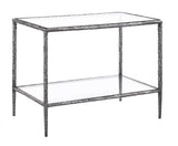 Helma Tempered Glass Coffee & End Table with Forged Metal Base - End Table