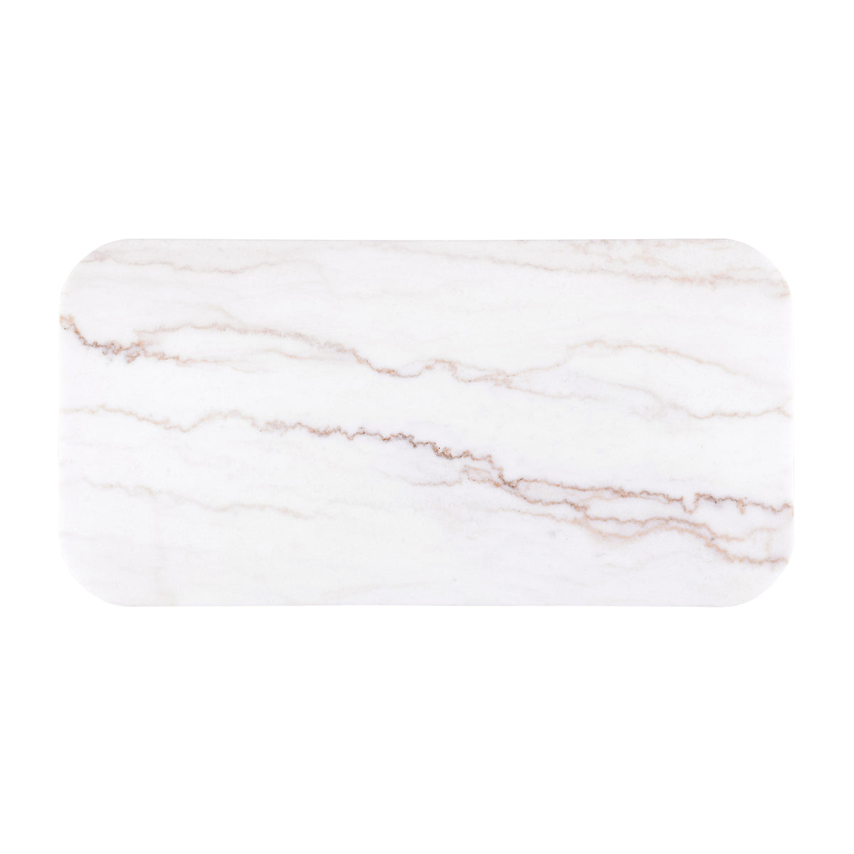 Virden Genuine Marble Cocktail & End Tables - Reeded Plinth Base with Gold Accents