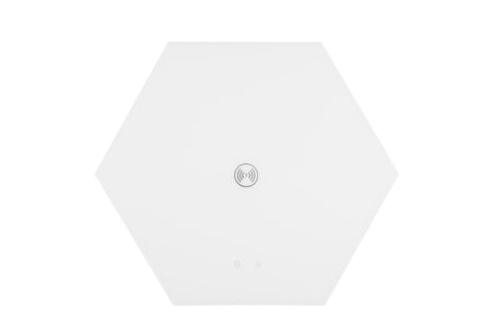 Zeta Hexagon Smart Coffee Table with LED Lights, Bluetooth Speaker & Wireless Charging – White, view 3