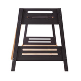 Kallen Contemporary Twin over Full Bunk Bed with Angled Ladder - Solid Pine, Optional Mattresses