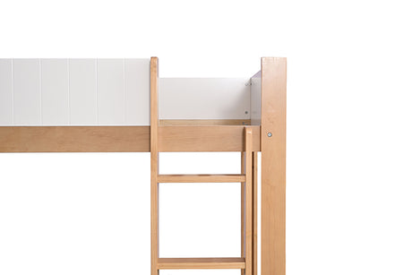 Terri Twin over Twin Wooden Bunk Bed with Attached Ladder - Low Profile in White/Natural Finish - fm-bk204a-t-wb-4