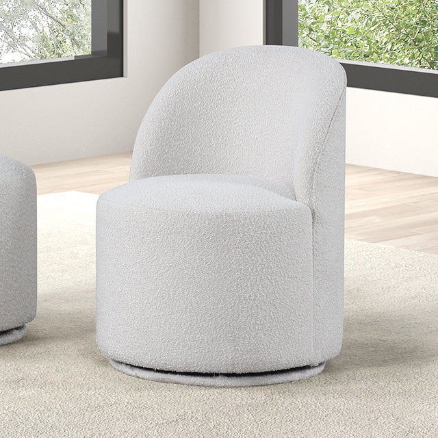 Broager Contemporary Dining Collection - 54" Round or Square Pedestal Table with Boucle Caster or Swivel Chairs - fm3001wh-sc-1
