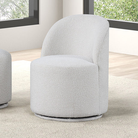 Broager Contemporary Dining Collection - 54" Round or Square Pedestal Table with Boucle Caster or Swivel Chairs - fm3001wh-sc-1