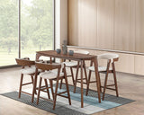 Ebikon Mid-Century Modern Dining Collection - Oval, Rectangular & Counter Tables with Boucle Chairs in Walnut - fm3211wn-pt-5pc-1-z