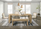 Edenbridge Contemporary Oak Dining Table & Set - 47" Round or 84" Extendable Table, Upholstered Chairs & Bench - fm3220ak-t-6pc-bn-1-z