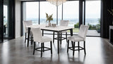 Sabro Contemporary Marble Top Dining Table & Dining Set - Round, Square or Rectangular at Dining or Counter Height - fm3330bk-pt-5pc-1-z