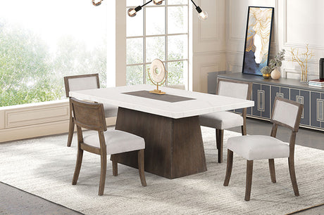 Grasten Contemporary Marble Top Dining Collection - 70" Dining or 54" Counter Height Table & Sets in Dark Walnut - fm3332db-t-1-z