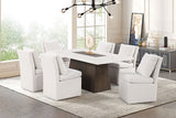 Grasten Contemporary Marble Top Dining Collection - 70" Dining or 54" Counter Height Table & Sets in Dark Walnut - fm3332db-t-7pc-00wh-1