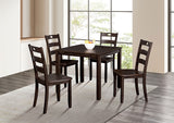Lubbock 5-Piece Square Dining Set - Standard or Counter Height with Slat Back Chairs in Espresso, Gray or Walnut - fm3419ex-t-5pk-1-z