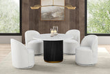 Broager Contemporary Dining Collection - 54" Round or Square Pedestal Table with Boucle Caster or Swivel Chairs - fm3431wh-rt-5pc-01wh-1