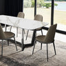 Norelli Contemporary 71" Ceramic Top Trestle Dining Table & Set - Round Leatherette Chairs in Gold or Silver - fm3701sv-t-1