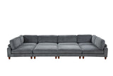 Dagenham Contemporary Modular Sectional Sofa - Corduroy Velvet with Adjustable Back Support - fm6800gy-b-wb-2