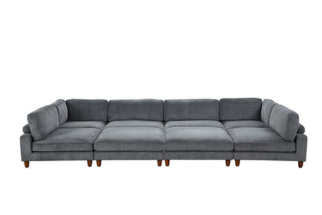 Dagenham Contemporary Modular Sectional Sofa - Corduroy Velvet with Adjustable Back Support - fm6800gy-b-wb-2
